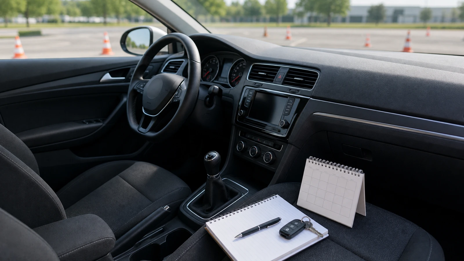Praktische Prüfung mit Fahrroute und Checkpunkten
